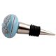Turquoise Base Brown Leaf Flower Etched Ceramic Wine Stopper (Pack Of One Piece)